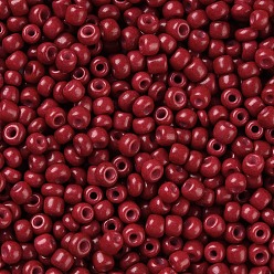 Dark Red Baking Paint Glass Seed Beads, Dark Red, 6/0, 4~5x3~4mm, Hole: 1~2mm, about 4500pcs/bag