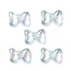 Pale Turquoise UV Plating Rainbow Iridescent Acrylic Beads, Bowknot, Pale Turquoise, 29x21x10mm, Hole: 2.8mm