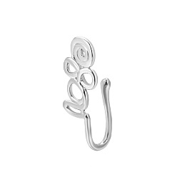 Платина Кольца для носовой перегородки Vortex из латуни с зажимами, украшения для пирсинга носа для женщин и мужчин, платина, 15 мм