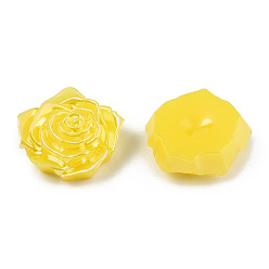 Yellow Opaque ABS Plastic Cabochons, AB Color Plated, Rose, Yellow, 18x17x6.5mm