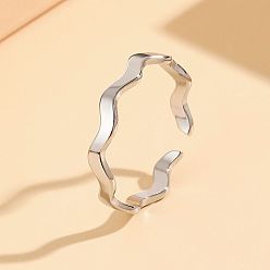 Нержавеющая Сталь Цвет 201 открытые манжеты из нержавеющей стали для женщин, волна, цвет нержавеющей стали, внутренний диаметр: 17 мм