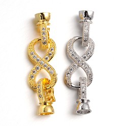 (52) Непрозрачная лаванда Бесконечность латунь микропаве из кубического циркония сложить на застежках, без свинца и без никеля , разноцветные, 38x10x3 мм, отверстие : 1.5 мм