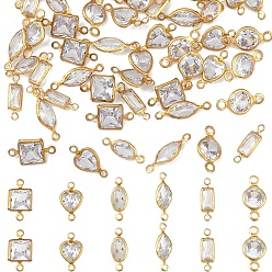 Без Покрытия 60 шт. 6 стили латунные прозрачные подвески с разъемом из кубического циркония, без кадмия и без свинца, разнообразные, сырой (без покрытия), 11.5~14x3.5~7x2~3.5 мм, отверстие : 1~1.2 мм, 10 шт / стиль