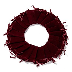 Dark Red Rectangle Velvet Pouches, Gift Bags, Dark Red, 7x5cm