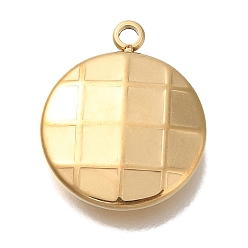 Настоящее золото 18K Вакуумное покрытие pvd 304 подвески из нержавеющей стали, плоский круглый шарм, реальный 18 k позолоченный, 17.5x14.5x3.5 мм, отверстие : 1.6 мм