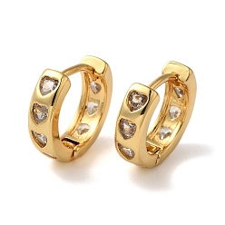 Прозрачный Серьги-кольца из латуни с микропаве из кубического циркония, без свинца и без кадмия, долговечный, реальный 18 k позолоченный, прозрачные, 15x4 мм