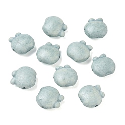 Light Blue Vintage Handmade Porcelain Beads, Fancy Antique Glazed Porcelain, Apple, Light Blue, 15.5x15x8mm, Hole: 1.6mm