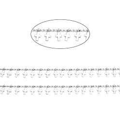 Платинированный Латунные цепочки ручной работы, с перекрестными чарами и шпулей, пайки, долговечный, Реальная платина, ссылка: 3x2x1 мм, крест: 10x4x1.5 мм, около 32.8 футов (10 м) / рулон