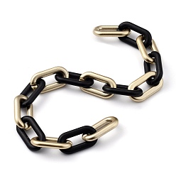 Черный Пластиковые кабельные цепи ccb ручной окраски, овальные звенья, для изготовления цепочек для сумочек, чёрные, ссылка: 20.5x10.5x3 mm, 39.37 дюйм (1 м) / прядь