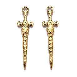 Золотой 304 подвески из нержавеющей стали, очарование меча, золотые, 40x10.5x2.5 мм, отверстие : 2.5 мм