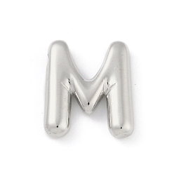 Letter M Gestellmessinganhänger, langlebig überzogen, Bleifrei und cadmium frei, Platin Farbe, Buchstabe m, 17.5x15x4 mm, Bohrung: 1.8 mm