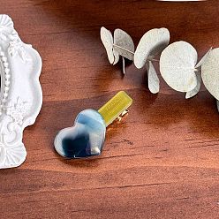 Черный Заколки из кожи аллигатора из ацетата целлюлозы, С золотыми результатами железа, сердце, чёрные, 39 мм