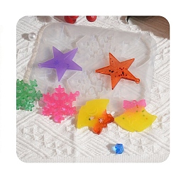 Звезда Рождественские силиконовые формы, подвесные формы, формы для литья гипсовой смолы, белые, звезда, 158x125x5.5 мм, отверстие : 2.5 мм, внутренний диаметр: 56x55мм и 53x42мм и 40x53мм