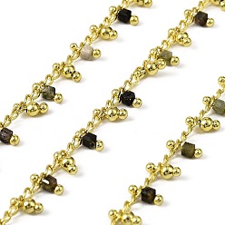 Турмалин Кубические звенья из латуни ручной работы, с натуральными разноцветными турмалиновыми бусинами и катушкой, долговечный, стойки покрытие, пайки, без свинца и без кадмия, реальный 18 k позолоченный, очарование: 6x2.5x2.5 мм и 6x2.5 мм