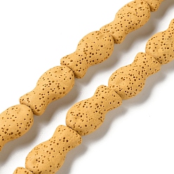 Золотистый Окрашенные рыбой натуральные бусины из лавы, золотые, 21.5x12x6 мм, отверстие : 1.6 мм, около 19 шт / нитка, 16.14'' (41 см)
