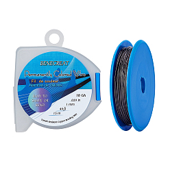 Черный Цвет Металла Круглая медная проволока, для изготовления ювелирных изделий, металлический черный , 18 датчик, 1 мм, около 49.21 футов (15 м) / рулон