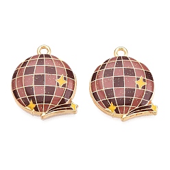 Кокосово-Коричневый Подвески из эмалевого сплава с блестками, без кадмия, без никеля и без свинца, золотой свет, очарование земли, кокосового коричневый, 23x19x3.5 мм, отверстие : 1.8 мм