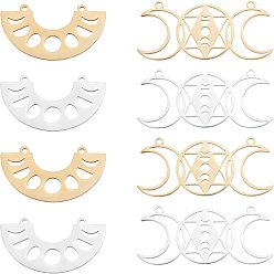 Золотой & Цвет Нержавеющей Стали 16 шт. 4 стиль 201 подвесные звенья из нержавеющей стали, лазерная резка, плоский круглый и половина пончика, золотые и нержавеющая сталь цвет, 4 шт / стиль