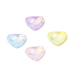 (52) Непрозрачная лаванда Эффект мокко форма сердца пришивка стразами, k 5 стеклянный страз, 2-отверстие ссылка, плоская спинка с покрытием, швейные украшения, разноцветные, 14x16x5 мм, отверстие : 1 мм