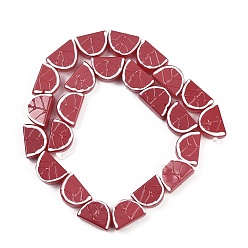 (123L) Белый крем непрозрачный блеск Бусины из стеклянной эмали, окрашенные методом запекания, ломтик лимона, огнеупорный кирпич, 12.5~13x18.5x8.5 мм, отверстие : 1.6 мм