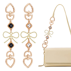 (52) Непрозрачная лаванда 2шт. 2 цвета сплав стразы ромб бант цепочки для удлинения сумки, с сердечными застежками, для замены мешка, золотые, разноцветные, 170 мм, 1 шт / цвет