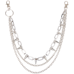 Платина 1заклепки из поликарбонатного алюминия и сплава с шипами 3 цепи для брюк, декоративная цепочка для ремня в стиле панк, платина, 350 мм