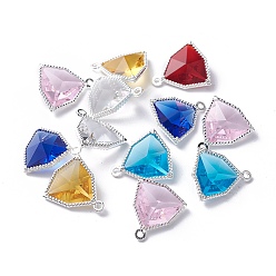 (52) Непрозрачная лаванда Стеклянные подвески, с фурнитурой Berzel с открытой спиной из экологически чистого сплава, граненые, треугольные, серебряный цвет гальваническим, разноцветные, 17x14.5x7 мм, отверстие : 1.2 мм
