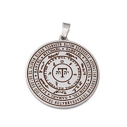 Нержавеющая Сталь Цвет Не тускнеет 304 подвески из нержавеющей стали с изображением семи архангелов, плоский раунд с рисунком слова, цвет нержавеющей стали, 38x35x1.5 мм, отверстие : 7.5x4 мм