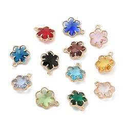 (52) Непрозрачная лаванда Стеклянные подвески, с латунной фурнитурой , золотой свет, цветок, разноцветные, 17x13x5.5 мм, отверстие : 1.4 мм