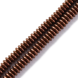 с Покрытием Меди Гальванические немагнитных гематит бисер пряди, диск, с медным покрытием, 4x1.5~2 мм, отверстие : 1 мм, около 250~252 шт / нитка, 15.98'' (40.6 см)