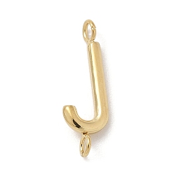 Letter J 304 подвески-соединители из нержавеющей стали, реальный 14 k позолоченный, буква J, 12.5x4x2 мм, отверстие : 1.2 мм