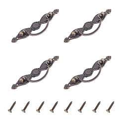 Antique Bronze Zinc Alloy Handle, Jewelry Box Accessories, Antique Bronze, 35x136.5x15mm, Hole: 2.4mm, Screw: 12.5x4mm