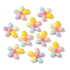 Farbig Undurchsichtige Decoden-Cabochons aus Harz, 5-Blütenblatt Blüte, Farbig, 21x20x7.5 mm