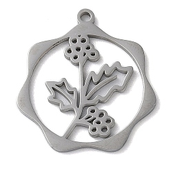 Stainless Steel Color Non-Tarnish 304 Stainless Steel Pendants, Flower, Stainless Steel Color, 23.5x21.5x1mm, Hole: 1.5mm