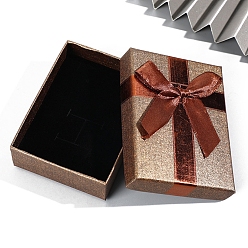 Седло Коричневый Бумажные коробки, с бантом, прямоугольные, седло коричневый, 9x7x3 см