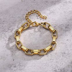 Золотой Мужские браслеты-цепочки с овальными звеньями из нержавеющей стали, золотые, 6-3/4 дюйм (17 см)