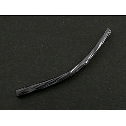 Черный Цвет Металла Бисера латунной трубки, изогнутые, металлический черный , 35x2 мм, отверстие : 1 мм