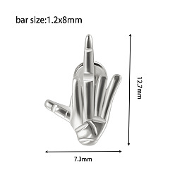 Palm 304 безрезьбовая серьга-гвоздик из нержавеющей стали, козелок шпилька, плоская серьга сзади, цвет нержавеющей стали, ладонь, 8 мм, штифты : 1.2 мм