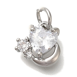 Платина Латунь с микропокрытием, без кадмия и без свинца, долговечный, сердце, платина, 9x9.5x3.5 мм, отверстие : 3 мм