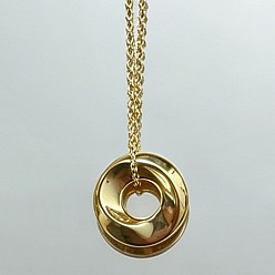 Oro Collares con colgante de anillo retorcido de latón, dorado, 15.75 pulgada (40 cm), colgante: 15 mm