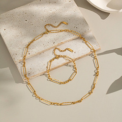 Настоящее золото 18K Наборы цепочек и браслетов из нержавеющей стали для женщин, реальный 18 k позолоченный