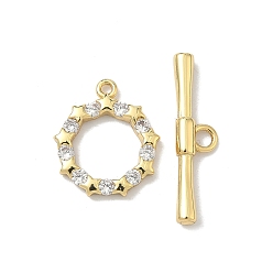 Настоящее золото 18K Застежки-тоглы с микропаве из прозрачных кубических цирконий в форме звезд из латуни, без кадмия и без свинца, долговечный, реальный 18 k позолоченный, 5.5~14.5x12.5~21.5x2.5 мм, отверстие : 1~2 мм