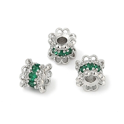 Платина Латунные микро проложить кубического циркония бусы, цветок, долговечный, стойки покрытие, платина, 5.5x5.5 мм, отверстие : 1.8 мм