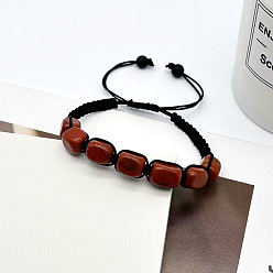 Красный Камень Браслеты из плетеных бусин из натуральной красной яшмы в форме куба, 6-1/2~11 дюйм (16.5~28 см)