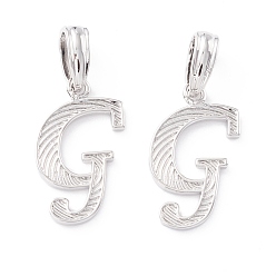 Letter G Подвески с буквами из экологически чистой латуни, настоящее платиновое долговечное покрытие, без кадмия и без свинца, letter.g, 19x10.5x1.4 мм, отверстие : 6.5x3.3 мм