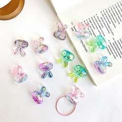 (52) Непрозрачная лаванда Прозрачных бусин акриловые треск, УФ-покрытие радужных бусин, кролик, градиент цвета, граненые, разноцветные, 24.9x29.1x14.5 мм, отверстие : 4.3 мм