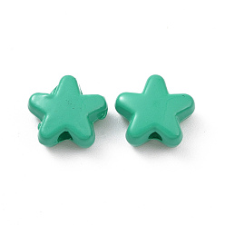 Medium Sea Green Spray Painted Alloy Beads, Star, Medium Sea Green, 7x8x3.5mm, Hole: 1~1.2mm