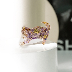 Аметист Фигурки цветов из смолы, с кусочками натурального аметиста внутри статуй для украшения домашнего офиса, 43x6x35 мм