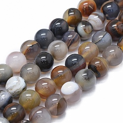 Sienna Natural Agate Beads Strands, Dyed & Heated, Round, Sienna, 14mm, Hole: 2~2.5mm, about 29~30pcs/strand, 15.1 inch~15.5 inch(38.5~39.5cm)