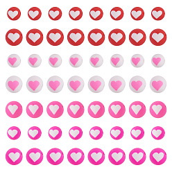 (52) Непрозрачная лаванда 120 шт 7 цвета бусины из полимерной глины ручной работы, круглые с сердца шаблона, разноцветные, 8~10 мм, отверстие : 1.5 мм